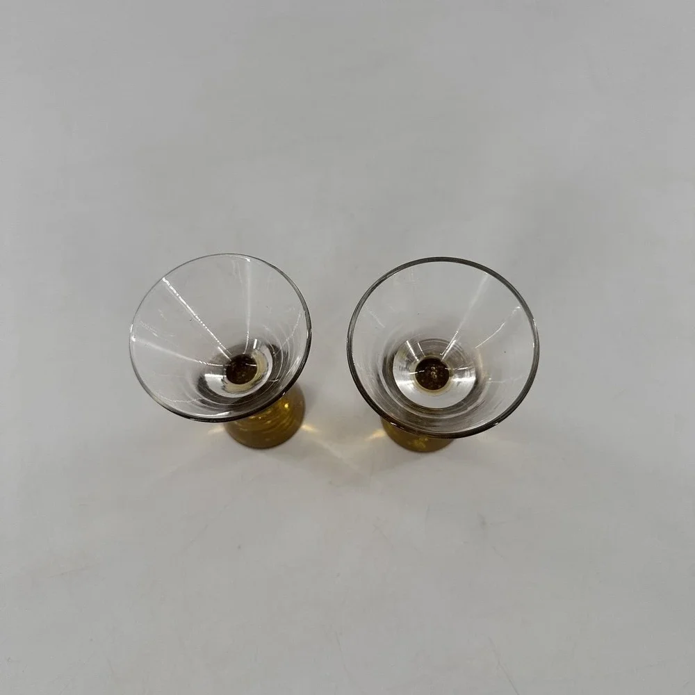 Mini‎ Amber Bubble Glass Martini Aperitif Glasses Set of 2 MCM Barware 4